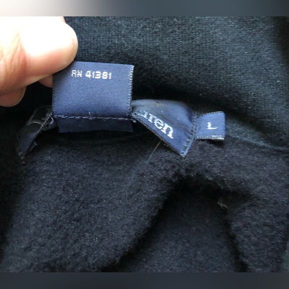 Polo By Ralph Lauren Men’s Long Sleeve Black Half Zip Pockets Sweater Size L - Picture 11 of 13